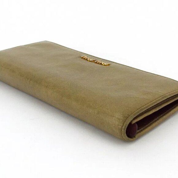 miu miu wallet logo beige Bordeaux leather Authentic used - Picture 4 of 9